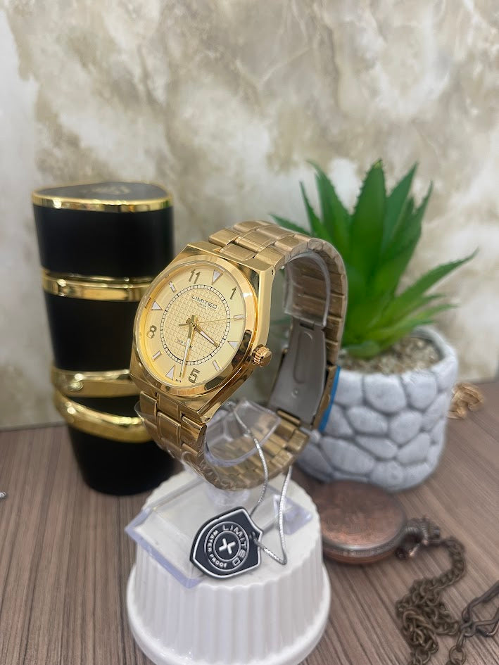 RELOJ LIMITED CABALLERO TODO DORADO REDONDO