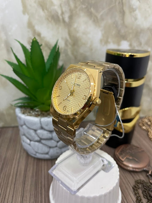 RELOJ LIMITED CABALLERO DORADO ESFERA DORADA CON TEXTURA