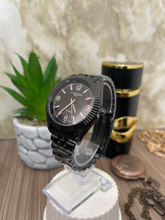 RELOJ LIMITED CABALLERO NEGRO NUMEROS DORADOS