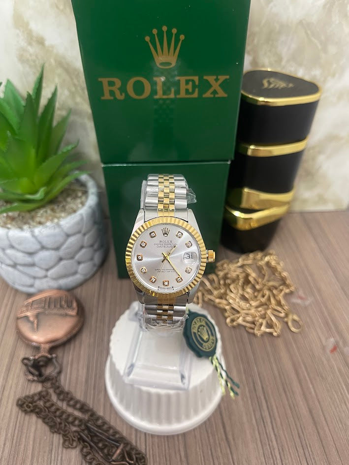 RELOJ ROLEX DAMA BICOLOR ESFERA PLATEADA MANILLATREZADA