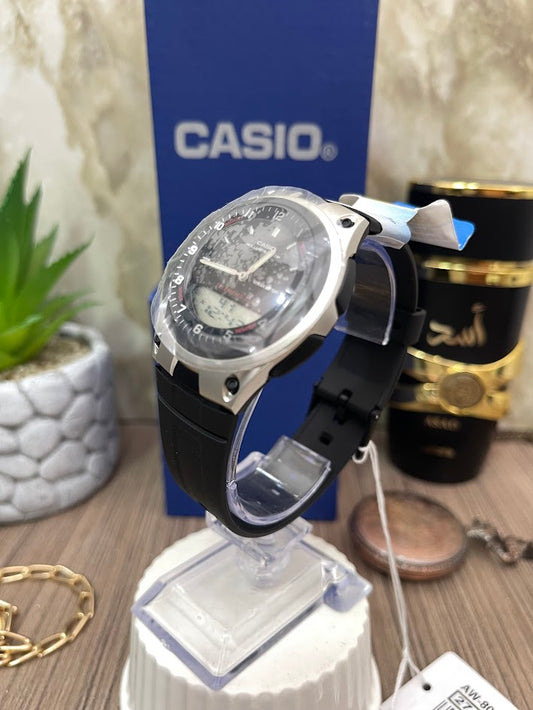 CASIO PLATEADO MANILLA SILICONA NEGRA