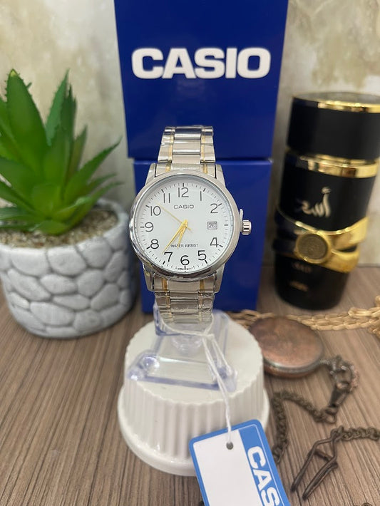 CASIO DAMA BICOLOR ESFERA BLANCA CALENDARIO NUMEROS COMPLETOS