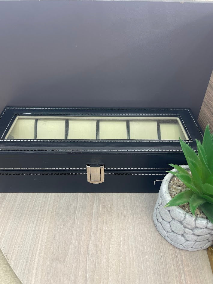 CAJA ESTUCHE ORGANIZADOR DE RELOJES X6 NEGRA