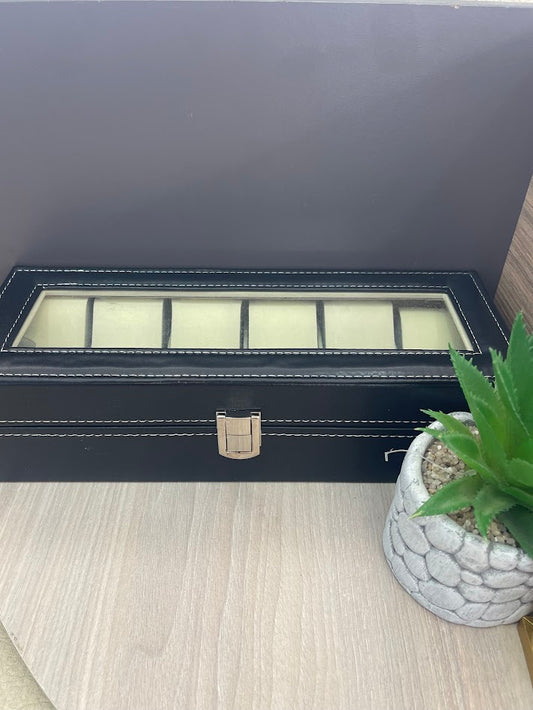 CAJA ESTUCHE ORGANIZADOR DE RELOJES X6 NEGRA