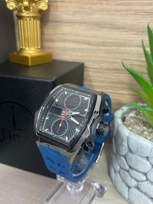 RELOJ SANDA AZUL MANILLA DE SILICONA DOBLE HORA