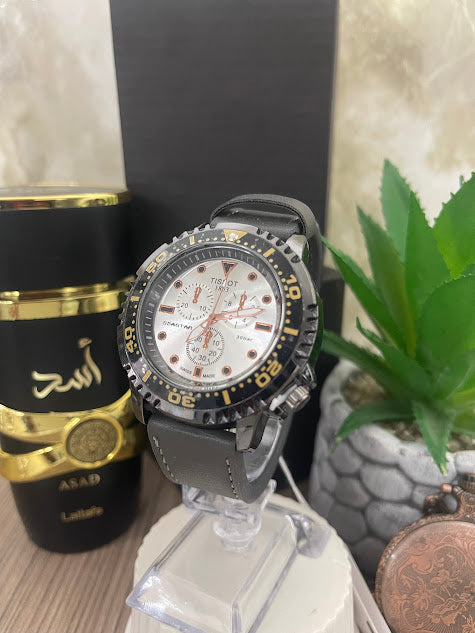 TISSOT MANILLA CUERO GRIS ESFERA PLATEADA