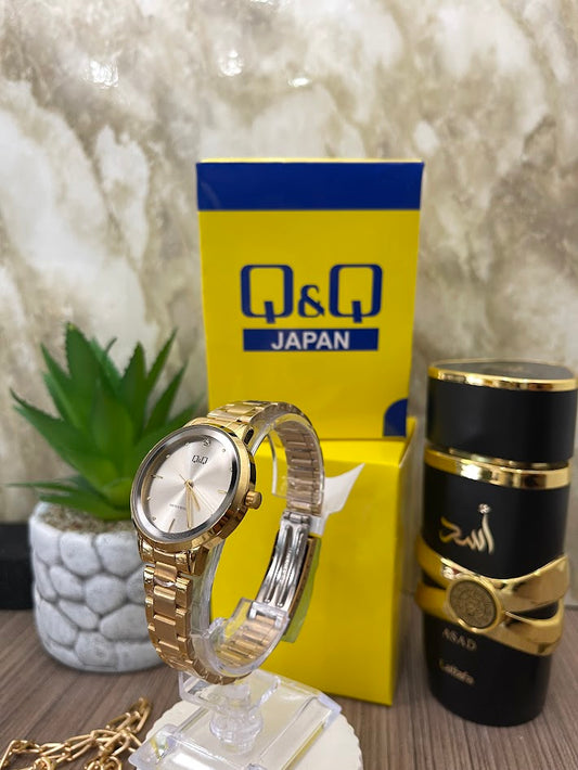 Q&Q ORIGINAL DAMA DORADO ESFERA DORADA