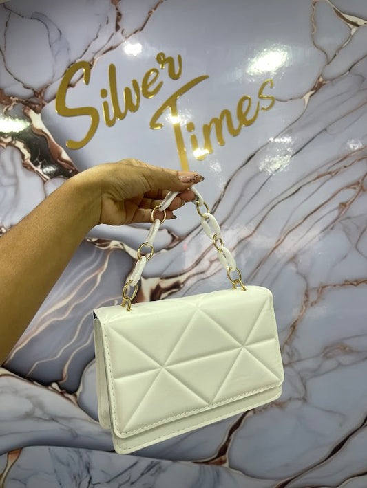 BOLSO TIPO CARTERA BLANCA DOBLE CORREA