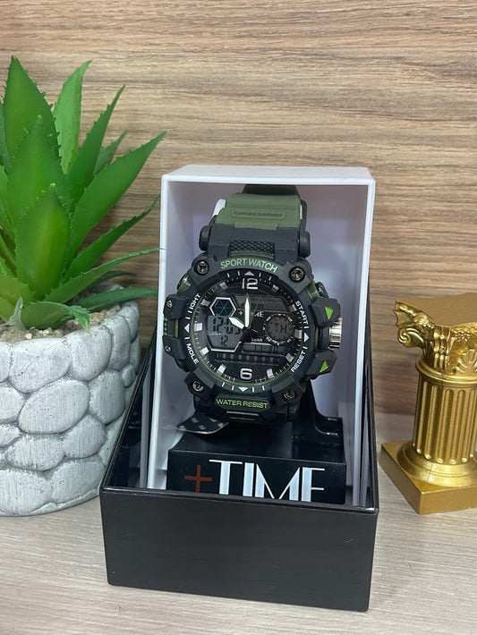 RELOJ DIGITAL TIME NEGRO Y VERDE