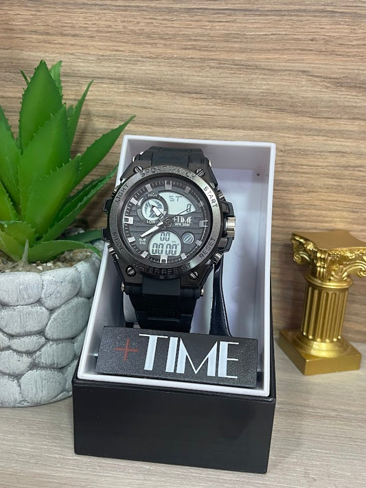 RELOJ DIGITAL TIME NEGRO Y GRIS