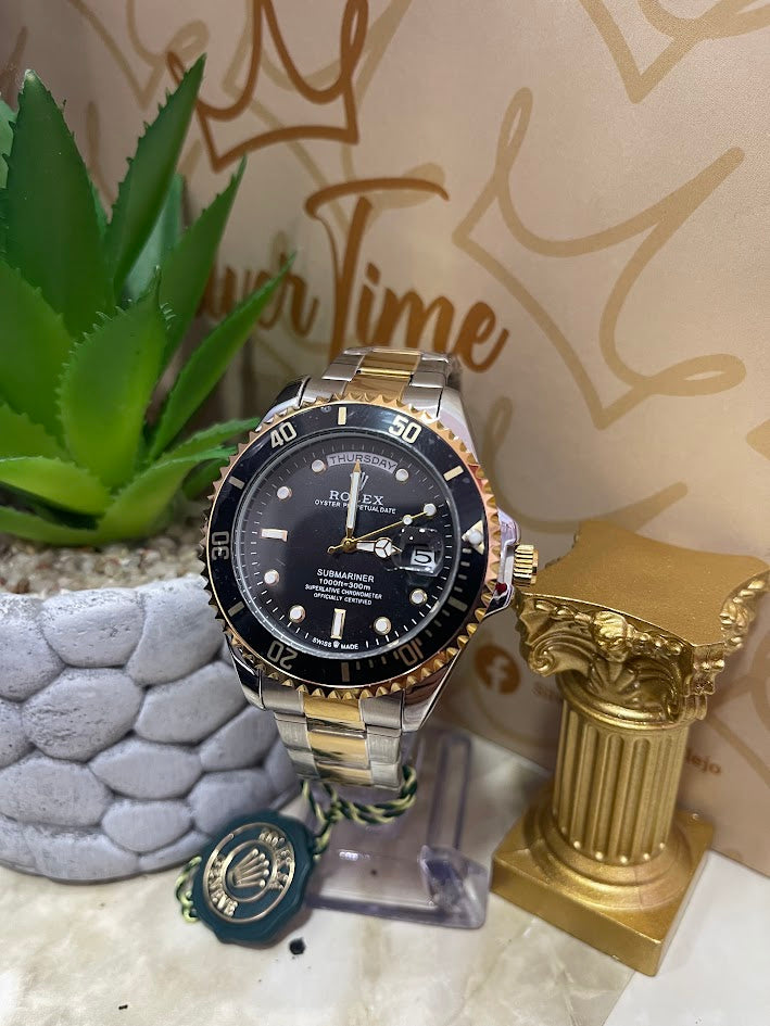 RELOJ ROLEX BICOLOR CARA NEGRA