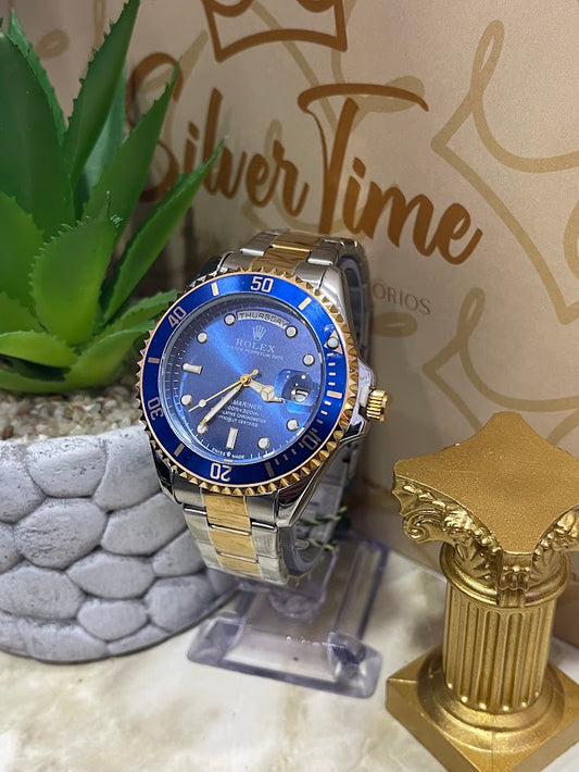 RELOJ ROLEX BICOLOR CARA AZUL