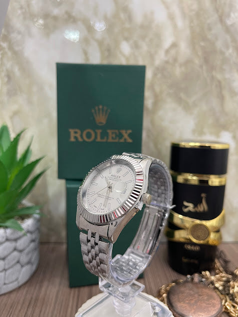 ROLEX PLATEADO ESFERA PLATEADA INCLUYE CAJA