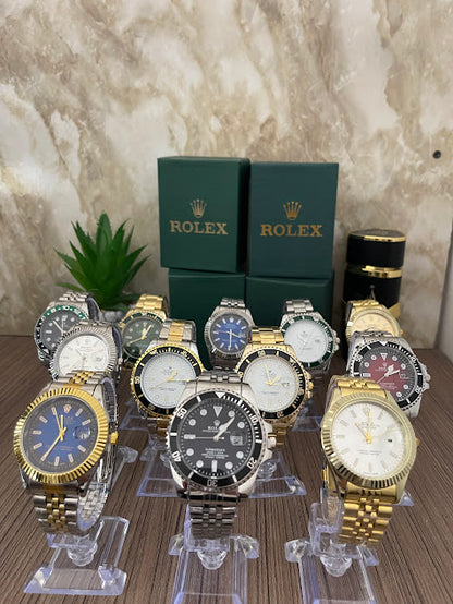 ROLEX PLATEADO ESFERA VERDE ARO NEGRO INCLUYE CAJA