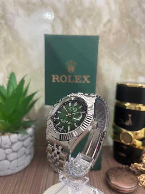 ROLEX PLATEADO ESFERA VERDE INCLUYE CAJA