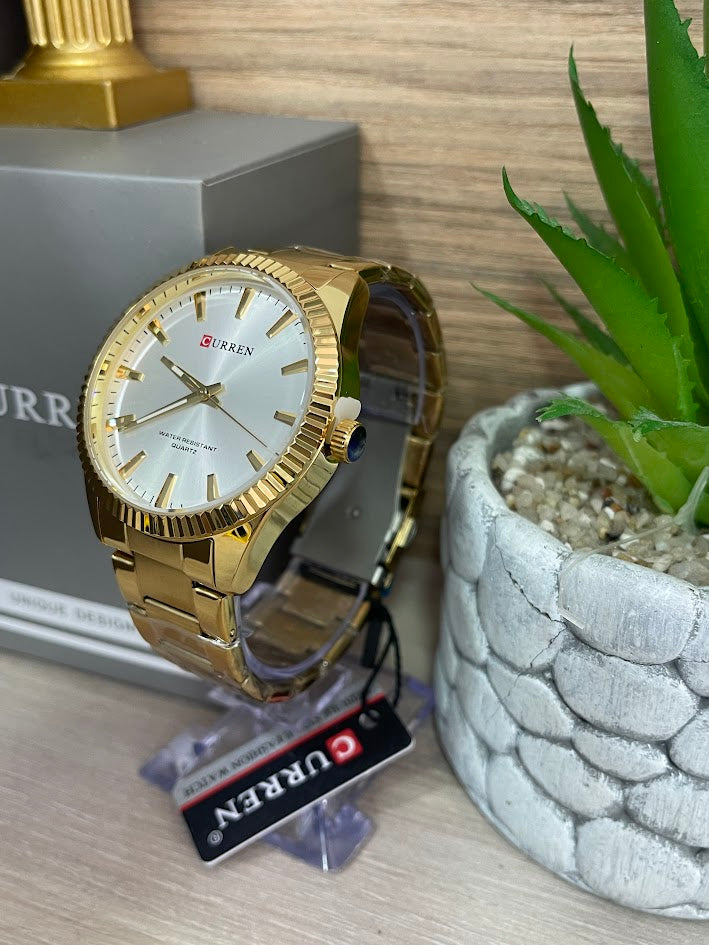 RELOJ CURREN CABALLERO DORADO ESFERA BLANCA