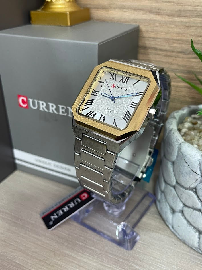 RELOJ CURREN CABALLERO CUADRADO BICOLOR