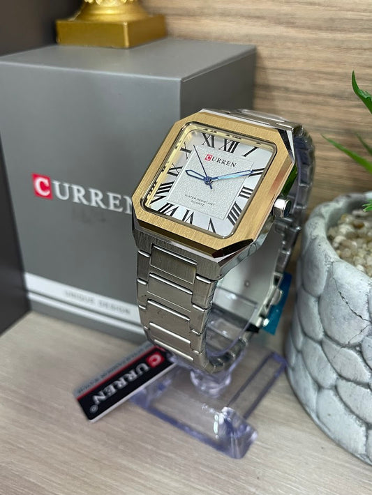 RELOJ CURREN CABALLERO CUADRADO BICOLOR