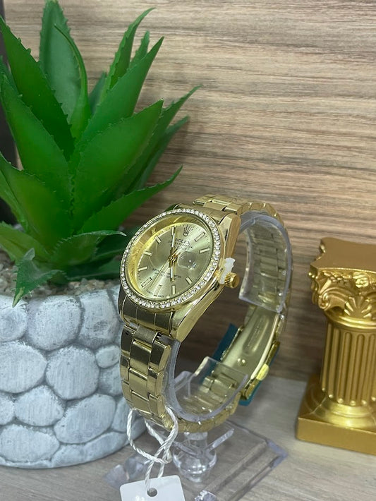 ROLEX DAMA DORADO FONDO DORADO CON CALENDARIO