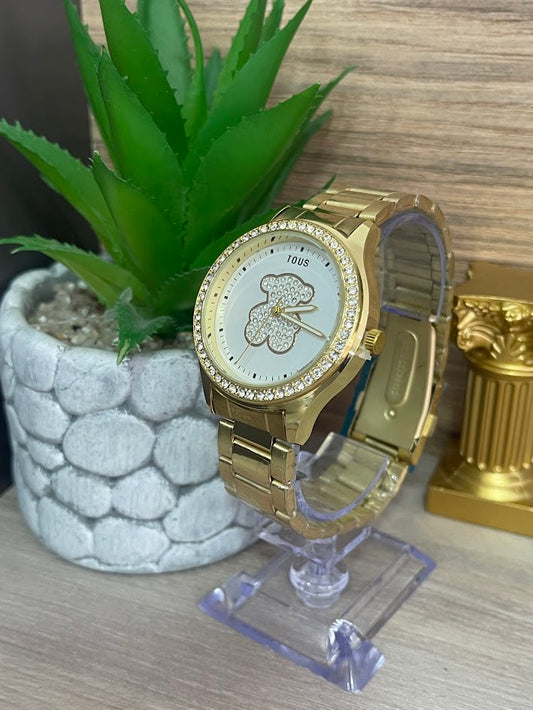 RELOJ TOUS DAMA DORADO CON DETALLES EN PIEDRA