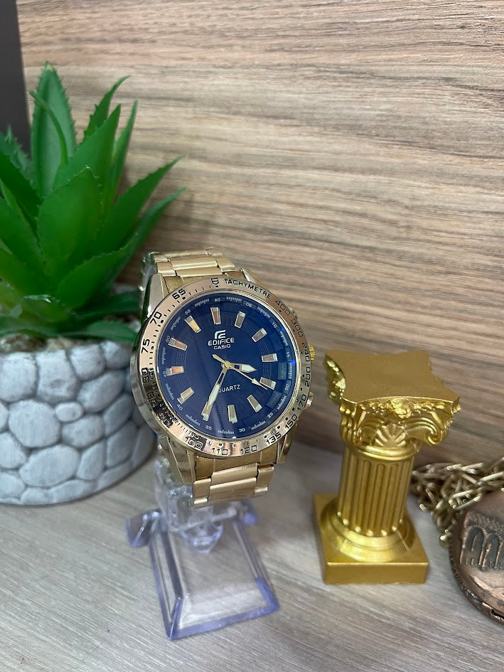 RELOJ CASIO EDIFICE CABALLERO DORADO FONDO NEGRO