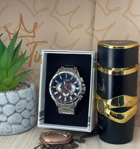 RELOJ CABALLERO CURREN PLATEADO ESFERA AZUL