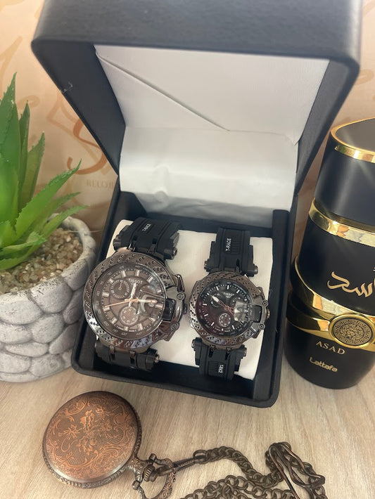 COMBO PAREJA TISSOT TODO NEGRO