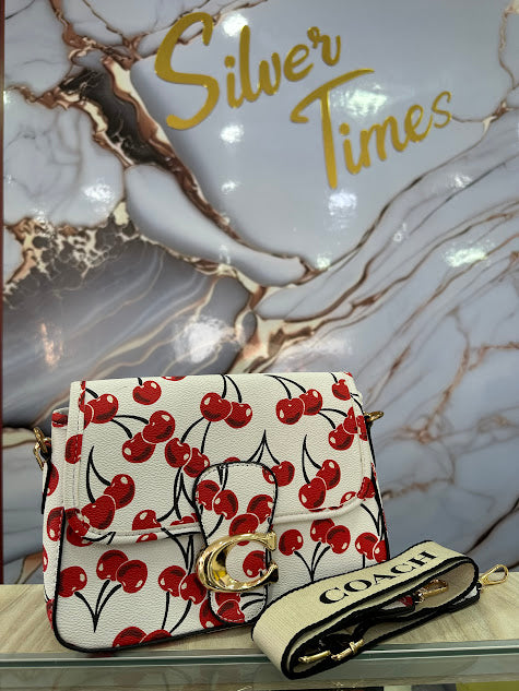 BOLSO TIPO CARTERA COACH BLANCO CEREZAS SOBLE CORREA