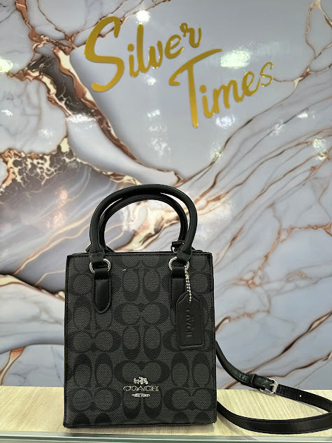 BOLSO TIPO CARTERA COACH LUJO NEGRA DOBLE CORREA