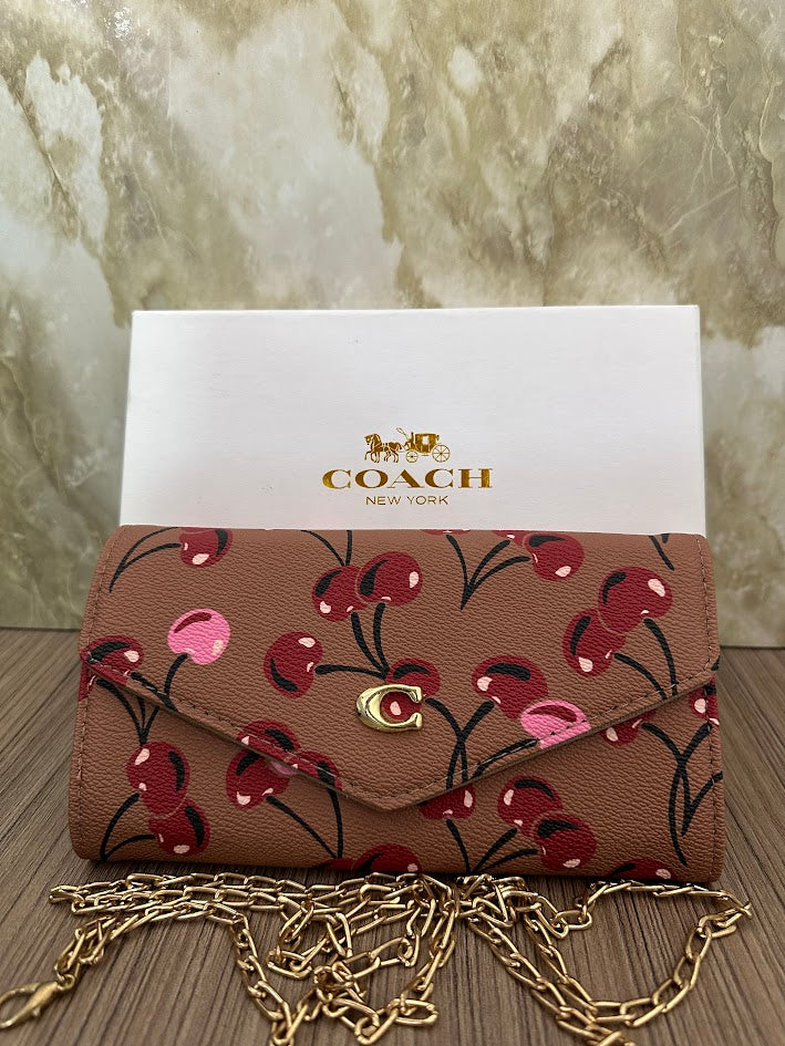 BOLSO CARTERA COACH CEREZAS MARRON
