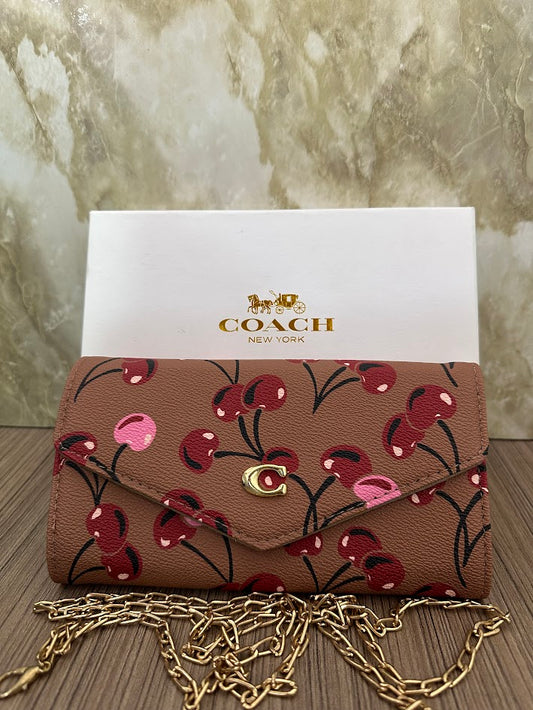 BOLSO CARTERA COACH CEREZAS MARRON