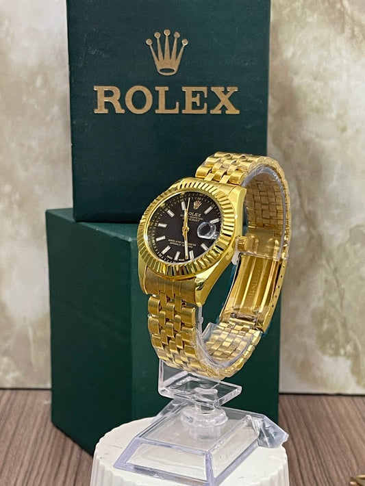 ROLEX DAMA DORADO ESFERA NEGRA INCLUYE CAJA