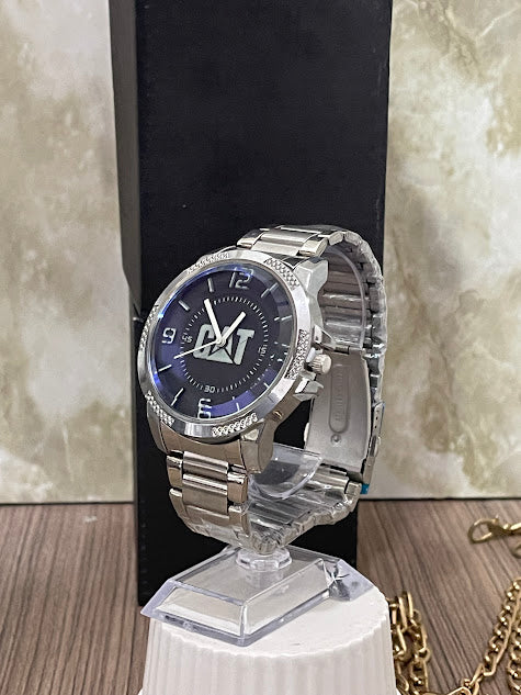 RELOJ CAT PLATEADO ESFERA NEGRA - PROMO