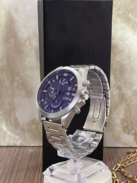 RELOJ PLATEADO ESFERA AZUL CALENDARIO - PROMO