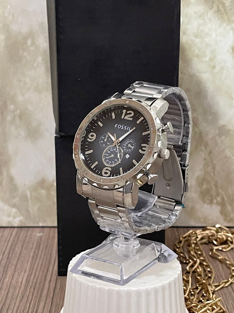 RELOJ FOSSIL PLATEADO ESFERA NEGRA CALENDARIO - PROMO