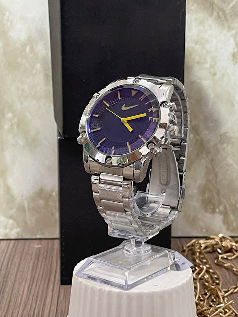 RELOJ NIKE PLATEADO ESFERA AZUL OSCURO - PROMO
