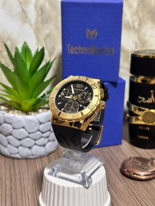 Technomarine Dorado Esfera Negra Manilla Negra