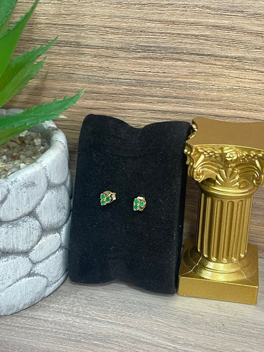 TOPO CIRCON VERDE X3 ORO LAMINADO