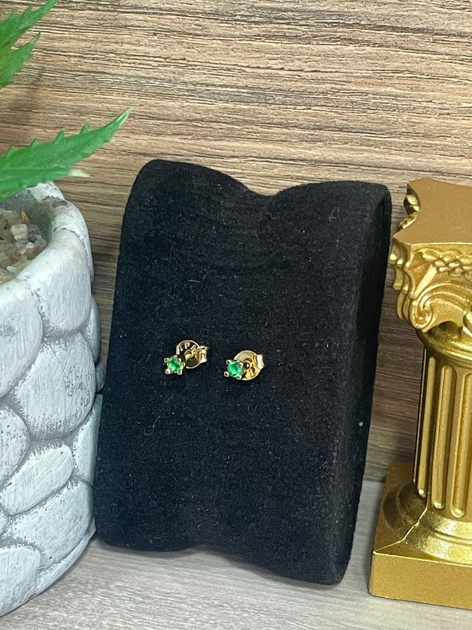 TOPO CIRCON VERDE 3MM ORO LAMINADO