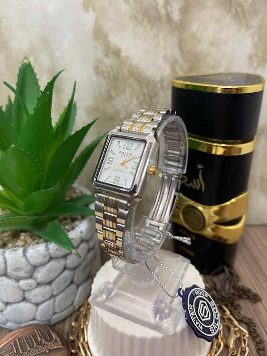 RELOJ SALCO DAMA CUADRADO BICOLOR