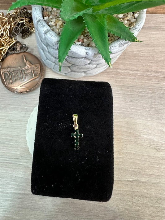 DIJE CRUZ CIRCON NEGRO ORO LAMINADO