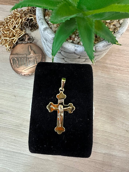 DIJE CRUZ CRISTO 2OX38 ORO LAMINADO