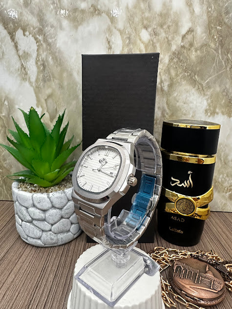 RELOJ BLU CABALLERO PLATEADO ESFERA BLANCA