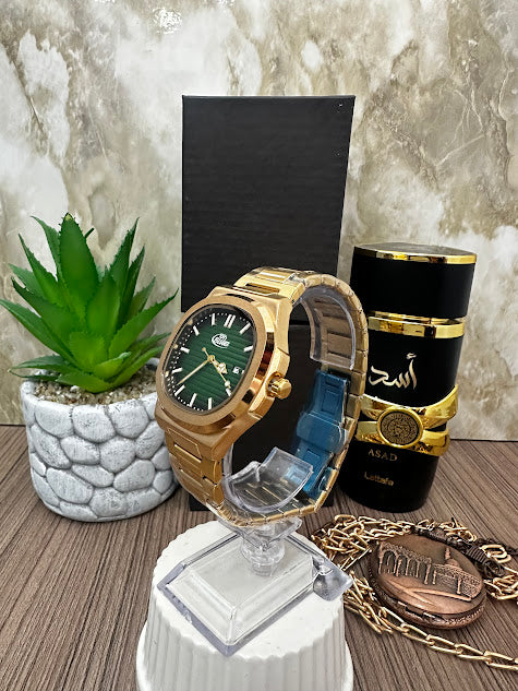 RELOJ BLU CABALLERO DORADO ESFERA VERDE