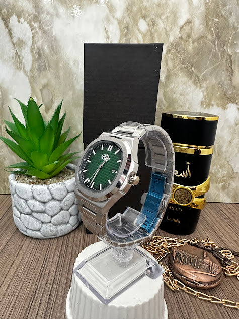 RELOJ BLU CABALLERO PLATEADO ESFERA VERDE