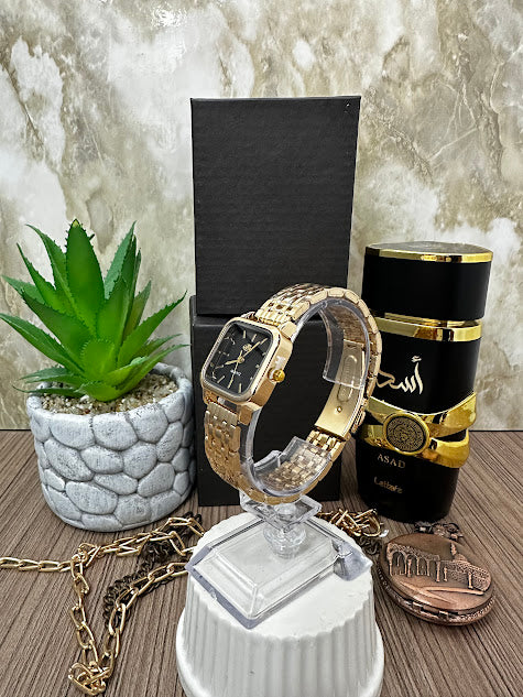 RELOJ BLU DAMA DORADO ESFERA NEGRA