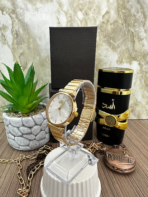 RELOJ BLU DAMA CIRCULAR DORADO ESFERA PLATEADA