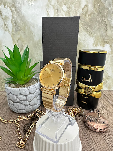 RELOJ BLU DAMA CIRCULAR DORADO ESFERA DORADA