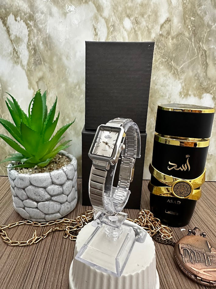 RELOJ BLU DAMA CUADRADO MANILLA PLATEADA ESFERA PLATEADO