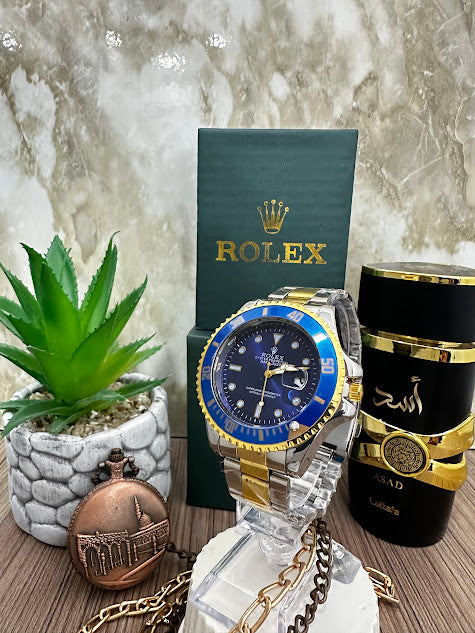 RELOJ ROLEX MANILLA BICOLOR ESFERA AZUL INCLUYE CAJA